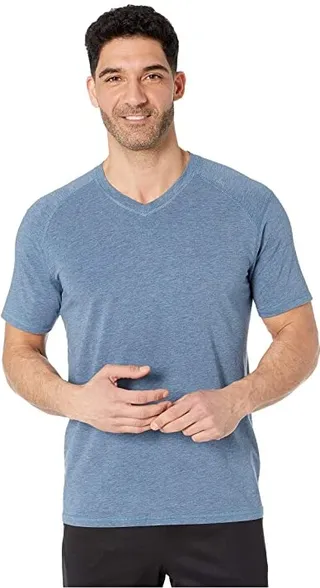 tasc Performance Carrollton V-Neck Tee (Indigo Heather) Men's T Shirt