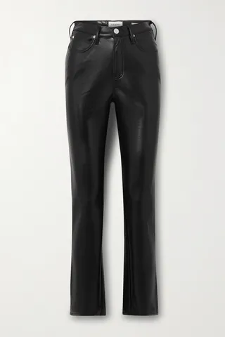 FRAME - Le High 'n' Tight Recycled Leather-blend Straight Leg Pants - Black