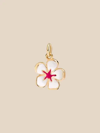 Dodo cherry blossom charm in 9 kt rose gold and white enamel