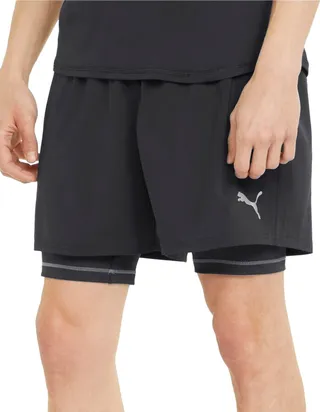 Puma Men's Two-in-One Woven Logo Running Shorts