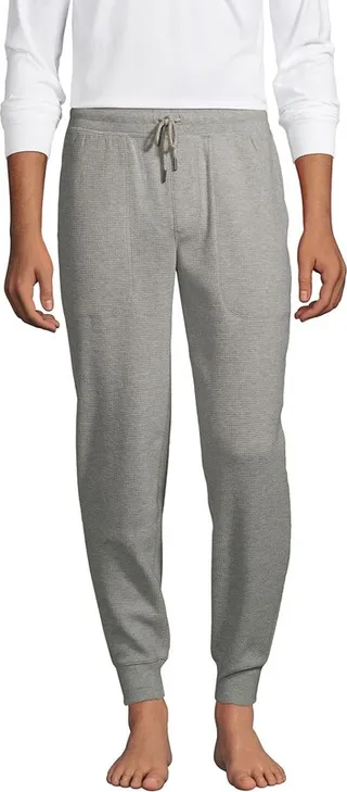 Lands' End Men's Tall Waffle Jogger Pajama Pants - Large Tall - Gray Heather