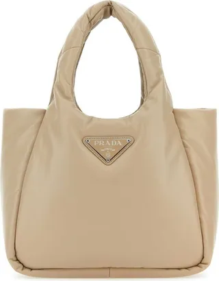 Prada Logo-Plaque Padded Medium Tote Bag