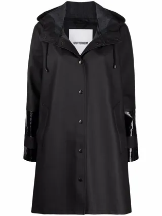 Stockholm stripe detail hooded raincoat