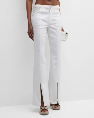 Ferna Braided Split-Cuff Flared Denim Pants