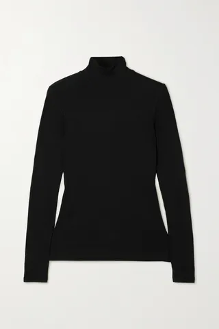 Ninety Percent - Suri Ribbed Stretch-organic Cotton Turtleneck Top - Black