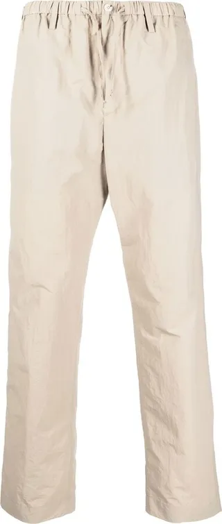 Elasticated-Waist Straight-Leg Trousers