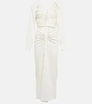 Cutout self-tie jersey midi dress
