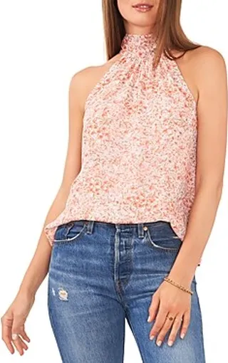 1.state Printed Sleeveless Halter Top