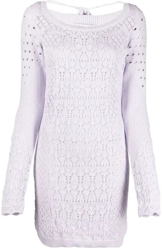 Open-Knit Long-Sleeved Minidress