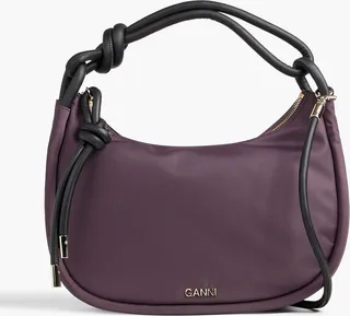 Leather-trimmed shell shoulder bag