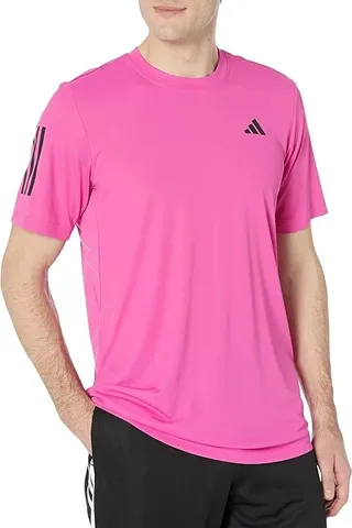 adidas Club 3-Stripes Tennis Tee (Lucid Fuchsia) Men's Clothing