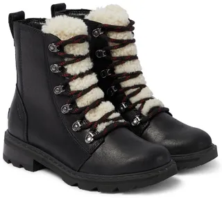 Lennox leather and shearling combat boots