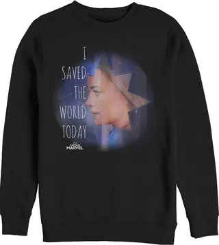 Men's Marvel Captain Marvel Saved World Today Sweatshirt - Black - Medium