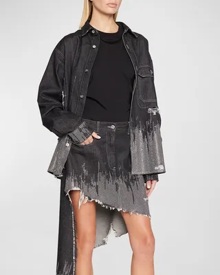 Degrade Studded Distressed Denim Workwear Shirt