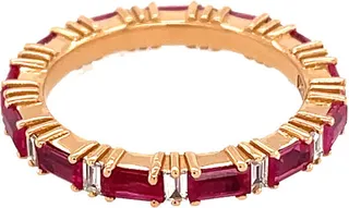 Ruby Baguette and Diamond Rose Gold Eternity Band
