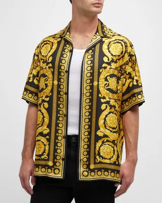 Men's Barocco Silk Camp Shirt