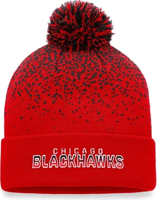 Men's Fanatics Branded Red Chicago Blackhawks Iconic Gradient Cuffed Knit Hat with Pom
