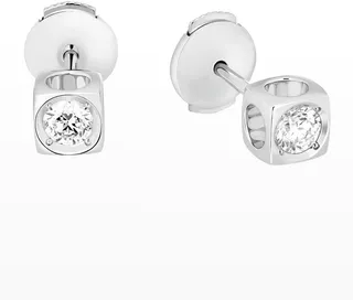 White Gold Le Cube Large Diamond Stud Earrings