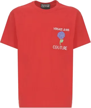 Versace Jeans Couture Floral-Embroidered Crewneck T-Shirt