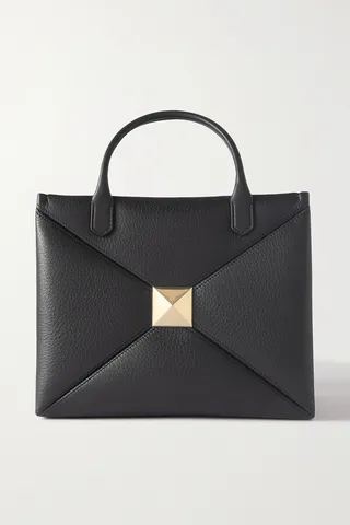 Valentino Garavani - Valentino Garavani One Stud Medium Textured-leather Tote - Black