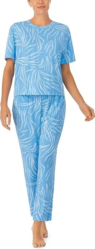Sanctuary Short Sleeve Tee Cropped PJ Set (Blue Animal) Women's Pajama Sets