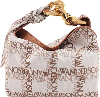 Canvas shoulder bag with all-over logo