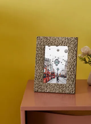 Grey Geo Photo Frame 4 X 6In