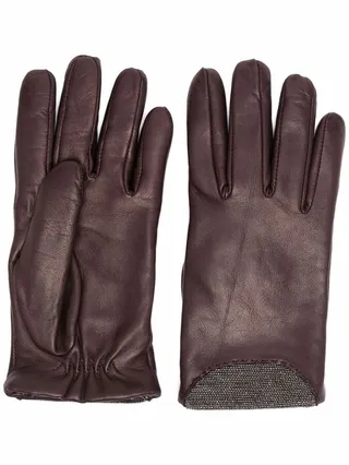 Bead-Detailing Leather Gloves