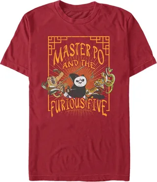 Fifth Sun Kung Fu Panda Men's Master Po and The Furious Five Poster Short Sleeve T-Shirt