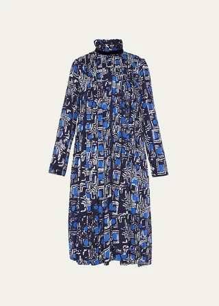 Odun Ruffled Collar Dyed Midi Shift Dress