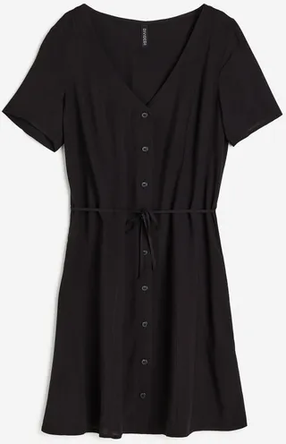 Tie-detail Button-front Dress