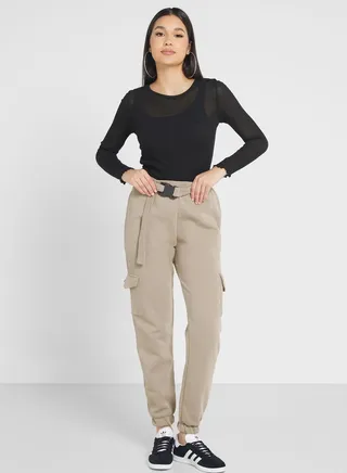 Belted Pocket Detail Pants