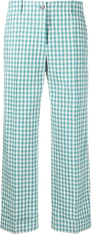 Gingham-Check Cropped Trousers