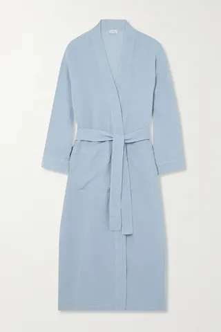 Pour Les Femmes - Angel Crinkled Cotton-gauze Robe - Blue
