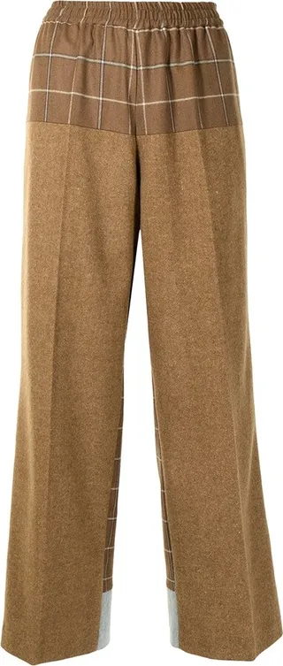 Contrast Panel Straight Leg Trousers