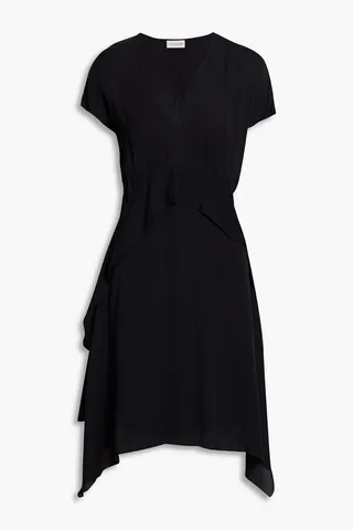 Balizia asymmetric draped crepe de chine dress