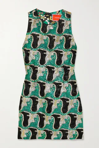 La DoubleJ - Tgif Sequined Crepe And Brocade Mini Dress - Green