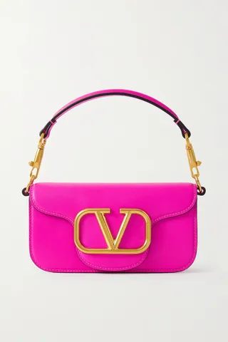 Valentino Garavani - Valentino Garavani Vlogo Leather Shoulder Bag - Pink