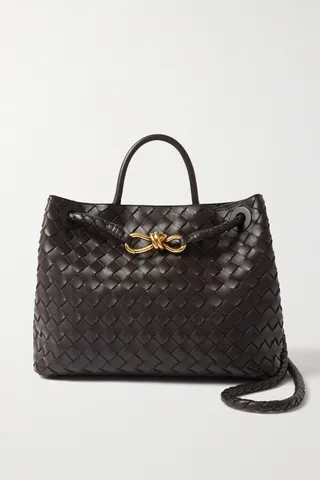 Bottega Veneta - Andiamo Embellished Intrecciato Leather Tote - Brown