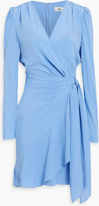 Clarice wrap-effect cutout crepe de chine mini dress
