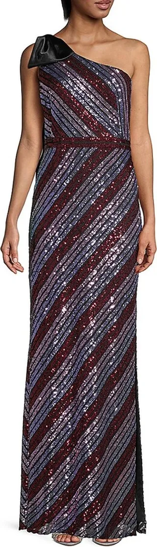 Sequin One-Shoulder Gown