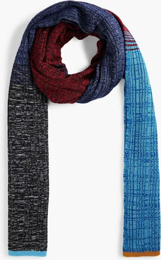 Space-dyed ribbed wool-blend scarf