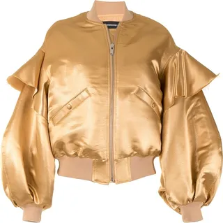 Ruffled Sleeves Bomber Jacket