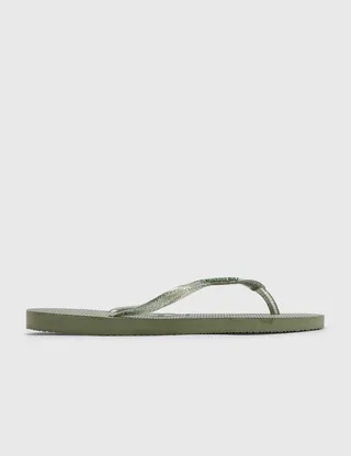 Havaianas Metallic Logo Slim Flip Flops