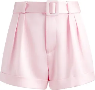 Pleat-Detailing Satin-Finish Shorts