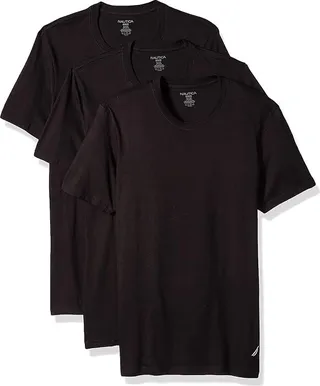 Nautica Cotton Crew Neck T-Shirt-Multi Packs (Black New) Men's Underwear