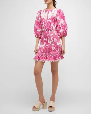 Tropical Woodcut Mini Dress