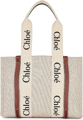 Chloe Medium Woody Tote Bag in Neutral