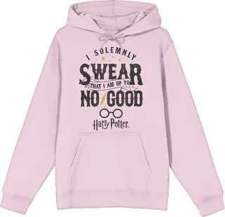 Harry Potter I Solemnly Swear I Am Up To No Good Long Sleeve Cradle Pink Men’s Hooded Sweatshirt-Medium