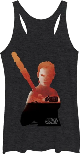 Women's Star Wars The Force Awakens Rey Speeder Silhouette Racerback Tank Top - Black Heather - Medium